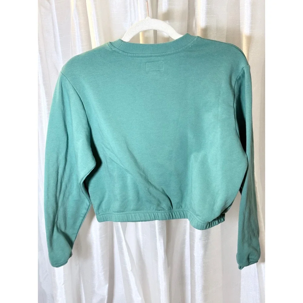 Roots Sweatshirt Kids 2XL Teal Excellent Cropped Elastic Hem Beaver Logo Logo